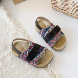 Summer Children Causal Sandals New Boho Toddler Beach Slippers for Girls Outdoor Daily Wear Non-slip Kids Retro Open-toe Sandals