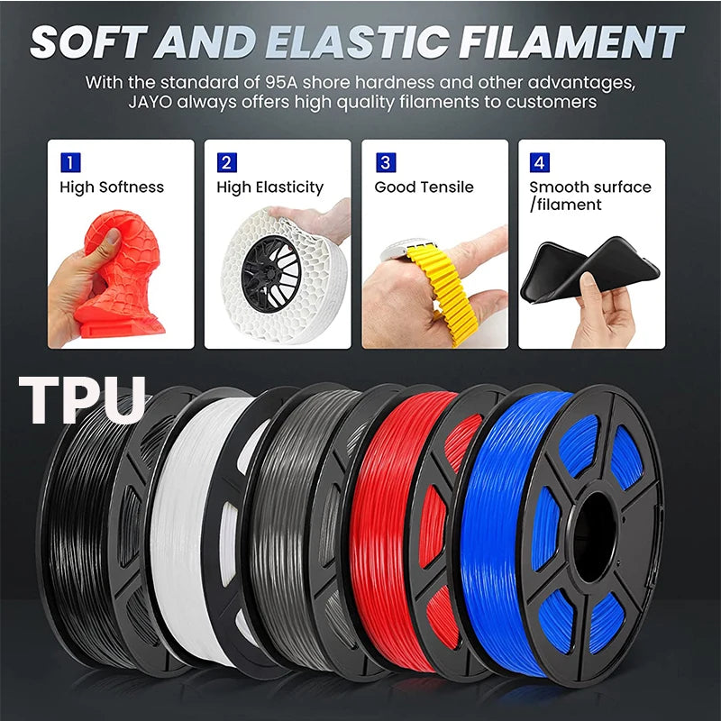JAYO filaments petg 5Rolls Mixed colors 3D Printer Filament 1.75mm 100% No Bubble FDM 3D Printer Materials DIY Gift 1.1KG/1rolls