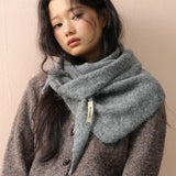Korean Knitted Wool Triangle Scarf Solid Knitted Shawl Autumn Winter Scarf Women Neck Protection Neckerchief Triangle Scarf