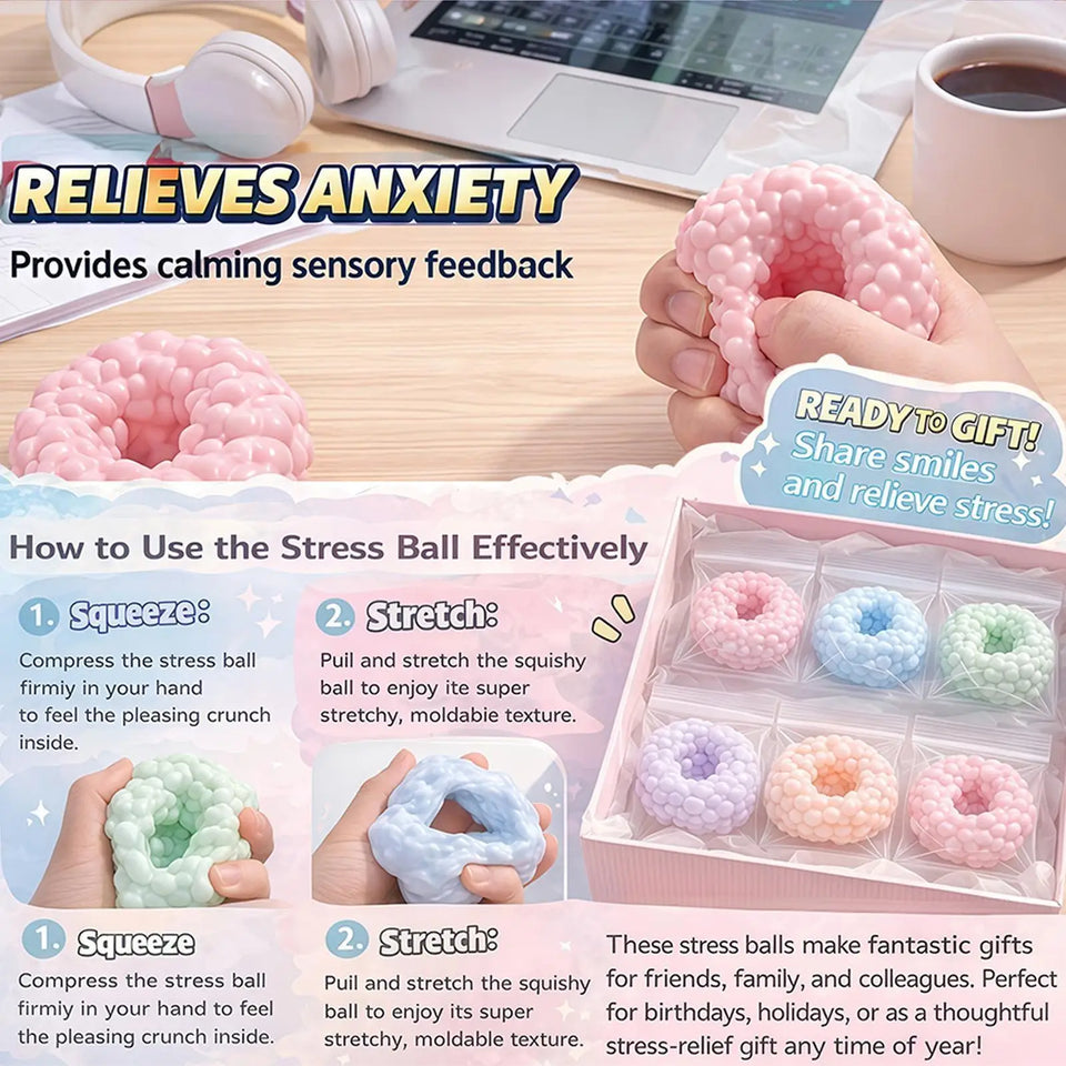 Crunchy Squishies Stress Ball Fidgets Toy Stress Anxiety Relief Balls Office Sand Filled Crunchy Balls Desk Squeeze Toys