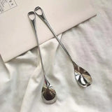 2Pcs Stainless Steel Coffee Stirring Spoon Long Handle Ice Cream Dessert Tea Spoon For Picnic Drinkware Tableware Kitchen Supply