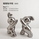 1 pair desk organizer Creative Rabbit Bookend Ceramic Ornament Desktop book holder Cute Gift simple nordic style book organizer