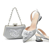 Chic and Elegant Woman Shoes and Bag with Rhinestone Shoe and Bag Set for Party in Women Nigerian Elegant Heeled Shoes for Women