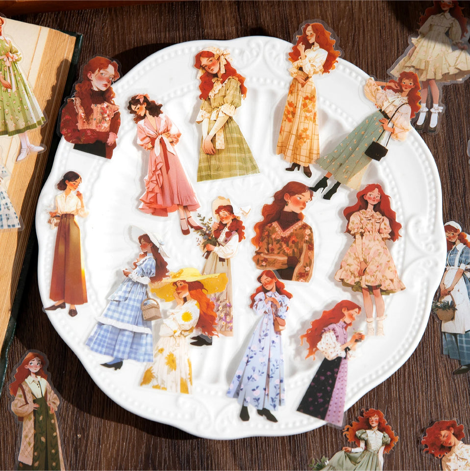 50pcs Kawaii Girl PET Sticker pack DIY Scrapbooking Decor Photo Album Creative Stationery Collage Materials Stickers