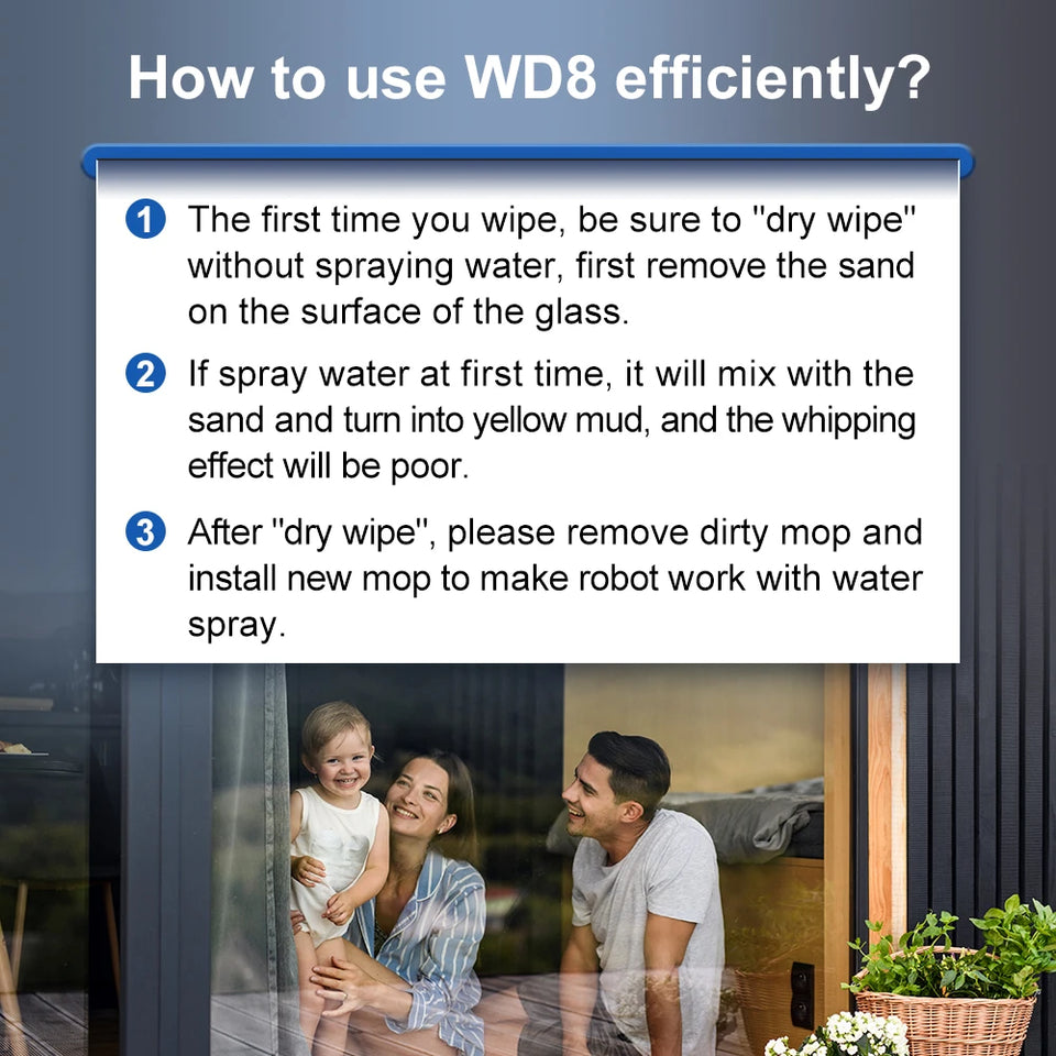 ABIR WD8 Window Cleaning Robot, Dual Ultrasonic Spray, AI intelligent Wipping, Updated Laser,Smart Home Glass Wall Washing