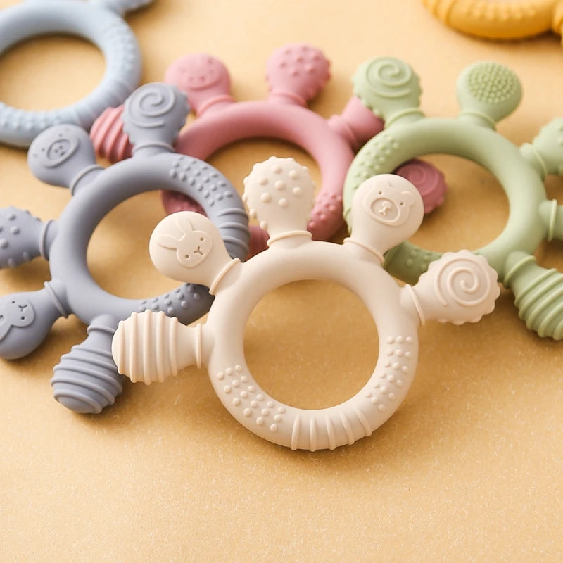 1PC Baby Silicone Teether Toys BPA Free Silicone Finger Ring Pacifier Chain Soothing Teething Toys For Newborn Teething Gifts