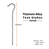 TiTo 3.0*165mm Ultralight Camping Accessories Titanium Alloy Tent Stake Pegs With Hook