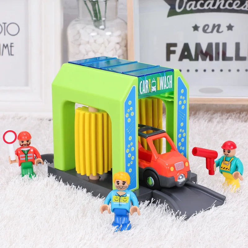 Set Police Thief Catching Building Block Suit Compatible With Wooden Train Track Plastic Police Station Children's Toys Gifts