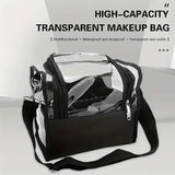 Makeup Brush Holder Backpack Makeup Artist Travel Case Clear Waterproof Cosmetic Organizer Bag with Adjustable Strap and Divider