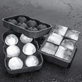 Ice Cube Tray Silicone Ice Ball Freezer Mold Square Ice Cube Maker with Lid 4/6/8 Grids for Whiskey Cocktail Coffee Accessories