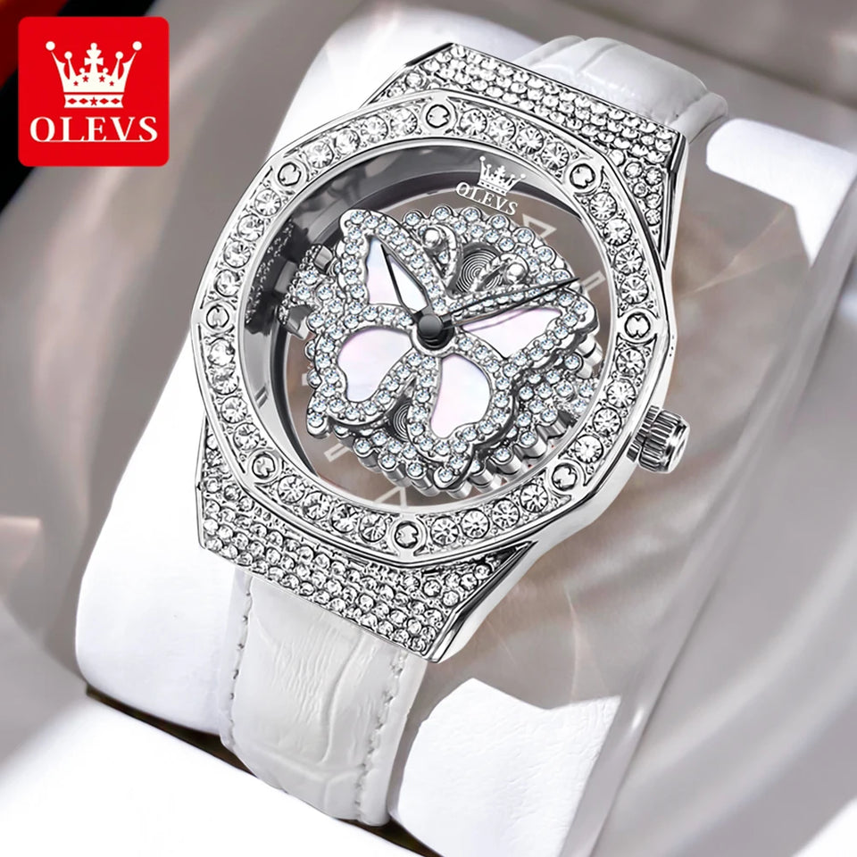 OLEVS 9996 Quartz Watch For Women Top Brand Fashion Woman Wristwatch Butterfly Luxury Waterproof Original Leather Dress Watches