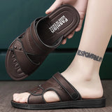 Summer Men's Sandals Leisure Beach Shoes Male Holiday Slippers Outdoor Retro Comfortable Casual Sandals leather Men Slippers