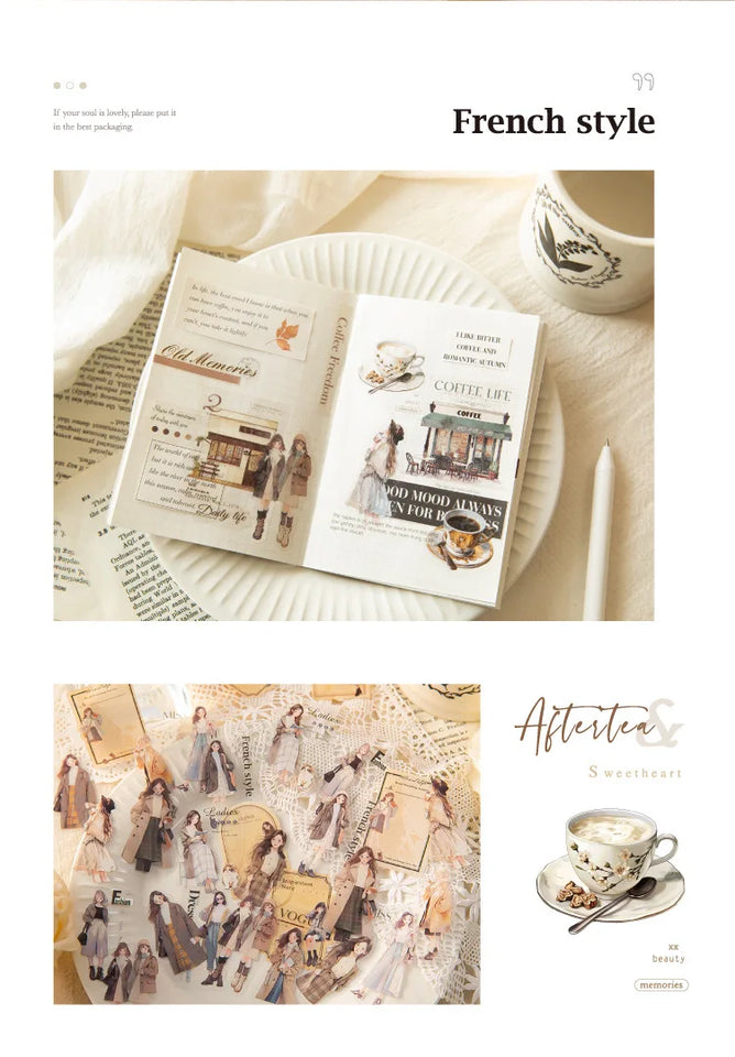 30-Sheet Vintage Coffee Theme Sticker Pack, Retro Coffee Culture Designs & Crisp Details, Perfect for Journal Embellishment