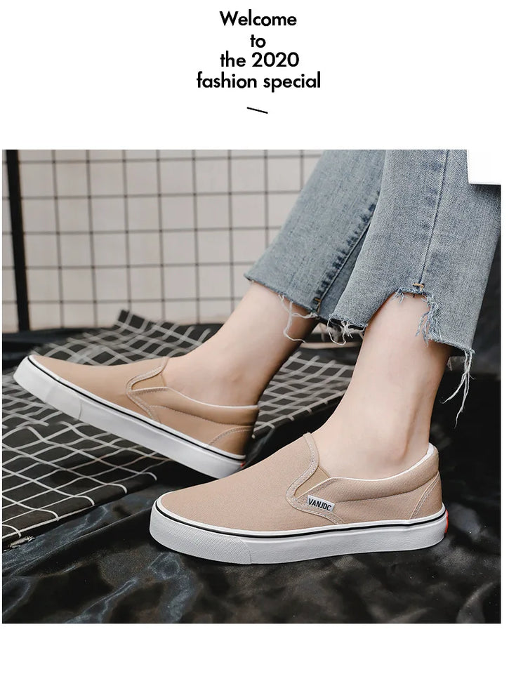 Canvas Shoes Women Couple Slip on Flat Comfortable Casual Shoes Fashion Platform Ladies Vulcanized Shoes Zapatillas Mujer 2025