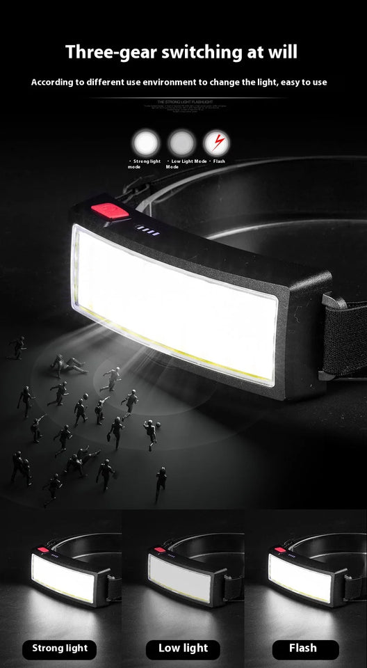 COB LED Super Bright Headlamp Rechargeable 180° Head Lamp Flashlight Outdoor Waterproof Running Fishing Camping Hiking Headlight