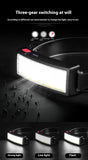 COB LED Super Bright Headlamp Rechargeable 180° Head Lamp Flashlight Outdoor Waterproof Running Fishing Camping Hiking Headlight