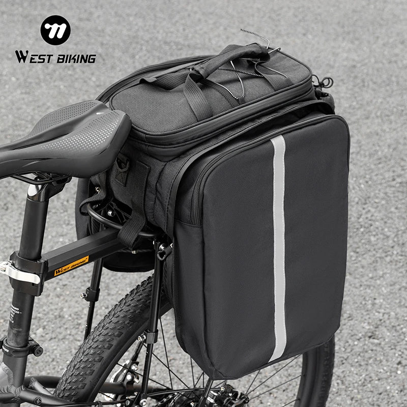 WEST BIKING Cycling Trunk Bag Large Capacity Bicycle Pannier Multifunctional Reflective Bike Bag Travel Bag MTB Bike Accessories