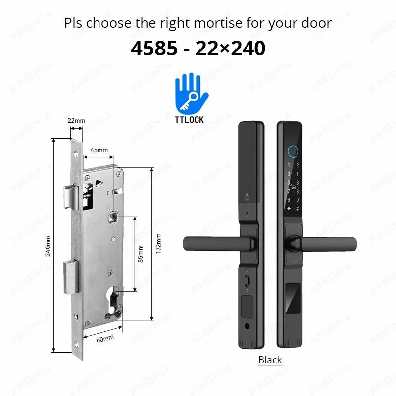 TTLock APP Waterproof Fingerprint Password Smart Lock For Outdoor Pull Push Sliding Aluminum Door 2885/ 3585/ 4585 /6085 Mortise
