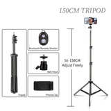 200/170/150/55cm Selfie Tripods Aluminum Light Stand For Phone Stand Mount Digital Camera Tripod With Clip Bluetooth Controller