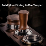 Premium 51/53/58MM Coffee Tamper Wooden Handle Durable Pressure Hammer Stainless Steel Base Barista Tool Professional Use