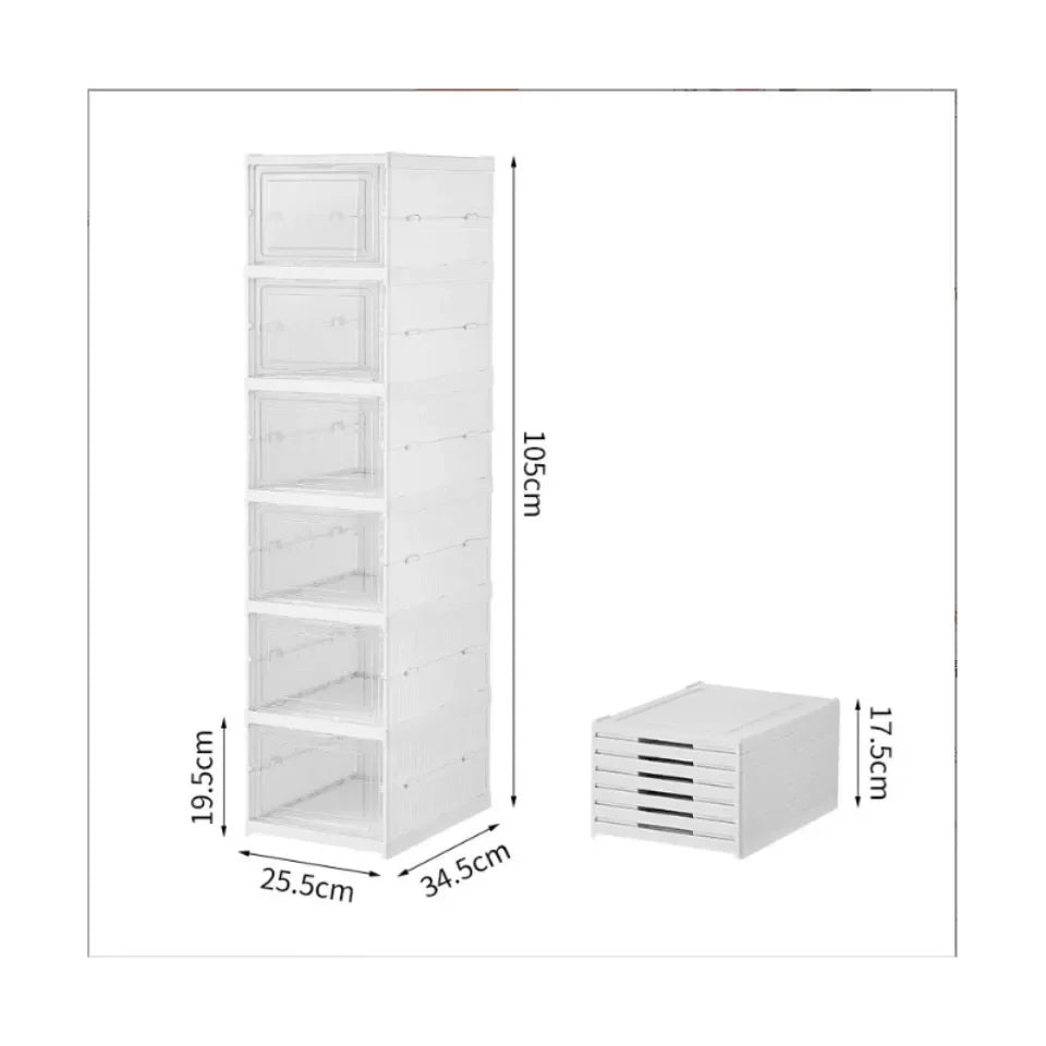 Home Household Home Closet Shoe Cabinet Use 3 Layers Foldable Transparent Stackable Dustproof Box