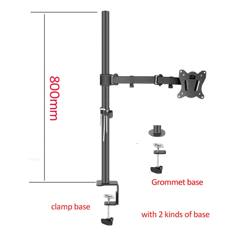 800mm DL-T902-180 Desktop Stand Full Motion 360 Degree steel Monitor Holder 10"-27" clamp base Monitor Mount Arm Load 11kg