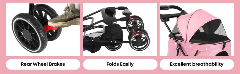 Pet Stroller For Small Puppy Dogs & Cats Travel Portable Dog Stroller  Foldable Dog Cat Carrier Strolling