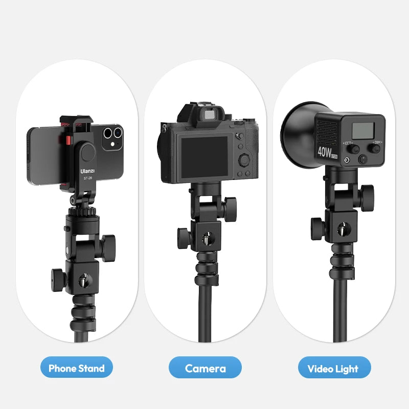 Ulanzi LA04 Univeral Light Stand Adapter with 1/4" Cold Shoe Mount for Phone Stand DSLR Camera LED Light 180° Tilt for Lighting
