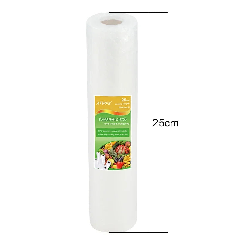 ATWFS Vacuum Bag Packaging Food Vacuum Sealer Bags for Food Storage Keep Products Fresh Bag 12/17/20/25/28cm*500cm 1 Roll