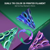 SUNLU Silk PLA PLUS 3D Filament 1.75mm Double Colors Silk Textures Pla+ Gradient Colors Filament for Most FDM 3D Printer 3KG