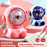 Cartoon Astronaut Pencil Sharpener Student Pencil Sharpener Hand Crank Manual Sharpener Adjustable Thickness Cute Pencil Cutter