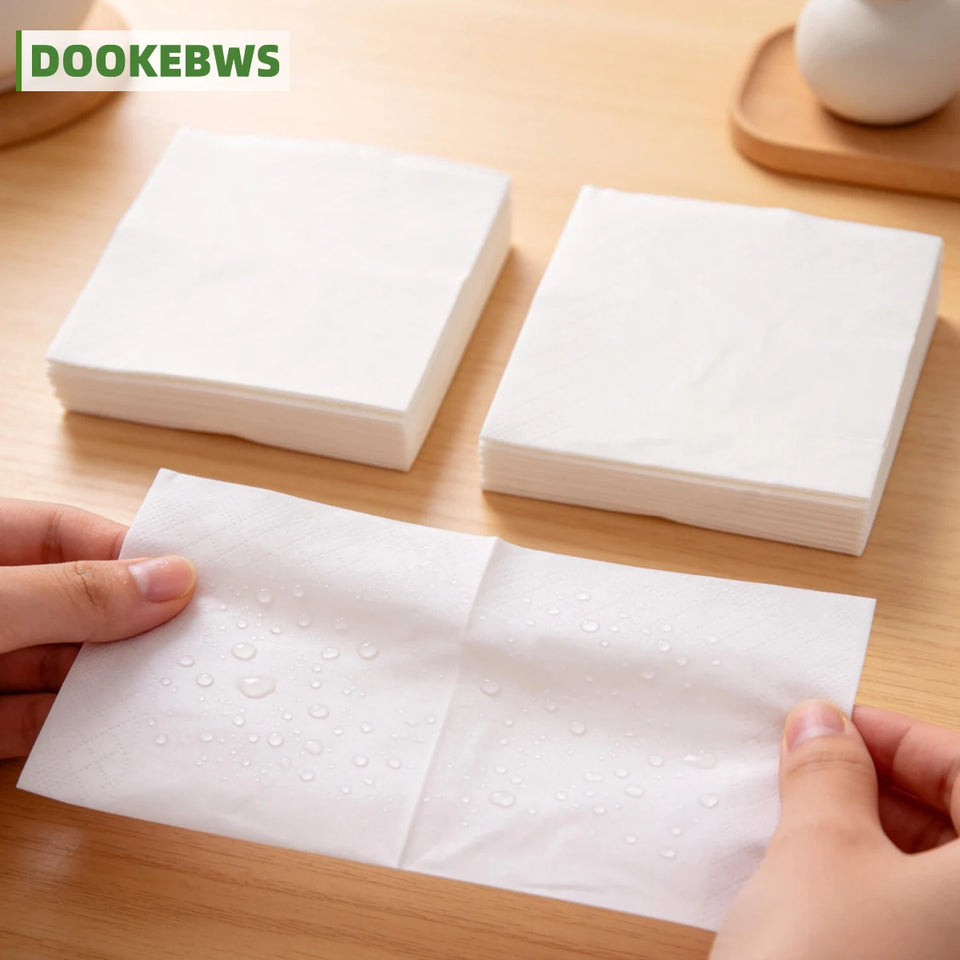 600 and 300 Pieces of White Napkins, 9× 9inch Double-Layer Disposable Dining Napkins, Foldable to 4.5× 4.5inch , Soft and Absorbent, Suitable for Home, Restaurant, Wedding, Party, and Commercial Use