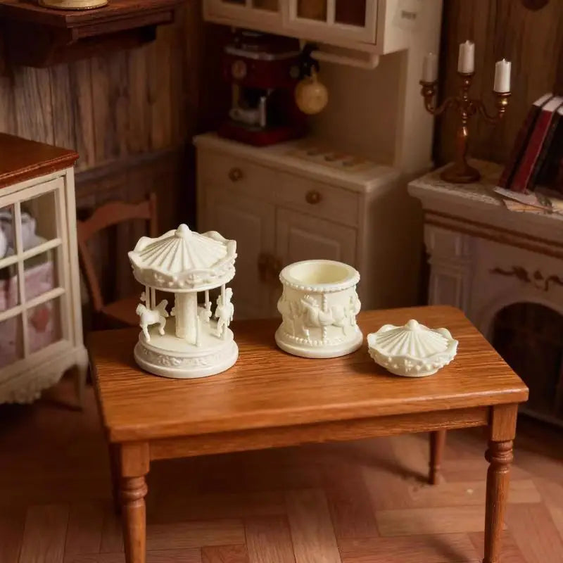 1Pcs Dollhouse Miniature Carousel Mini Storage Box Model Doll House Accessories Coffee Storage Case Home Decoration Toy