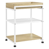 WOLTU 1PC Side Table 3-Tier Coffee Table Rolling Storage Cart with Removable Top Small End Table for Sofa Living Room Storage