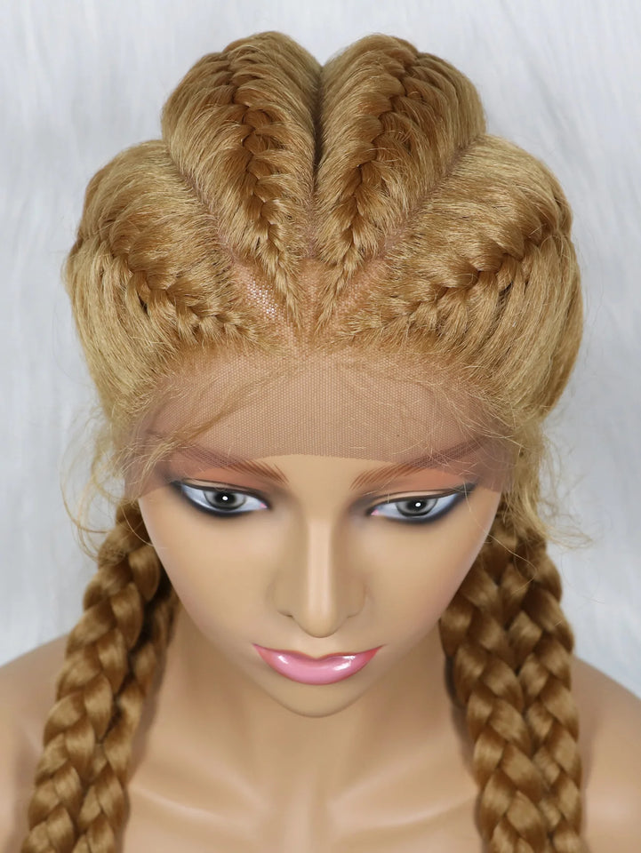 KIMA New Arrival 26 Inches Braided Wigs Synthetic Lace Front Hair Wig With Baby Hair for Black Women