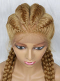KIMA New Arrival 26 Inches Braided Wigs Synthetic Lace Front Hair Wig With Baby Hair for Black Women
