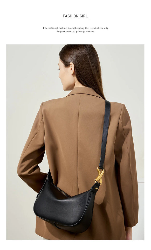 100% genuine leather women's bag designer creates luxury shoulder bag, fashionable new crossbody bag, commuting handbag