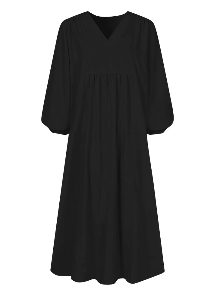 Spring/Summer New Arrivals Women's Cotton-Linen Blend Loose Bell-Sleeve Dress Casual Elegance for Everyday Wear