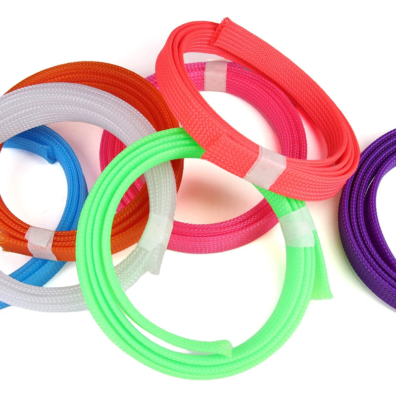 2/30M 2mm - 25mm High Density Nylon Mesh Tube Wire Insulated Sheath 12colors Cable Sleeve PET Expandable Braided Sleeving