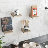 4PCS Floating Shelves For Wall Wood Shelf Display Ledges Room Decor Home Living Room Plant Flower Pot Tray Storage Garden Decora