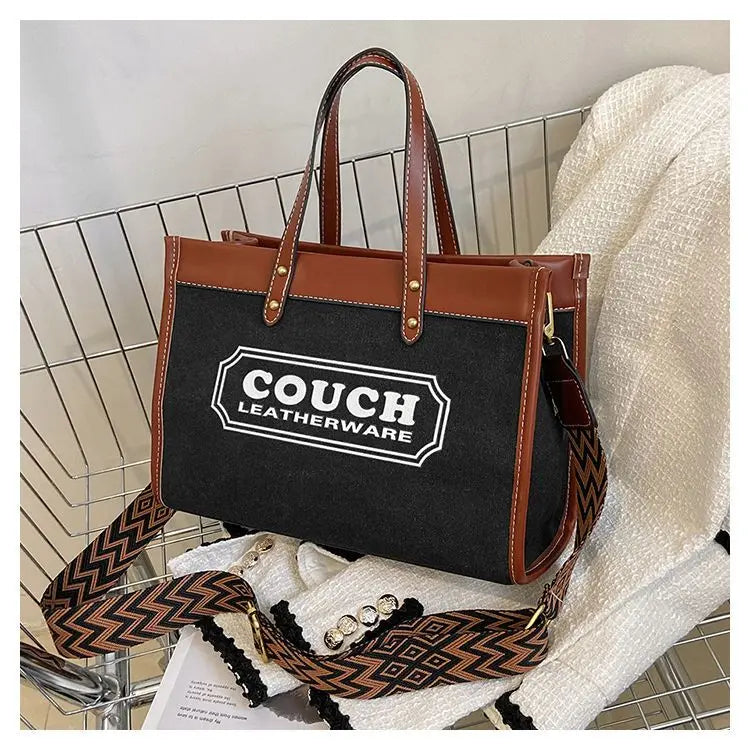 Canvas handbags women's 2023 new fashion all-match tote bag style large capacity shoulder messenger bag for woman