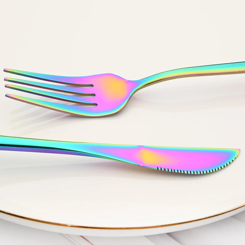 24pcs Stainless Steel Cutlery Set Knife Coffee Spoon Fork Dinnerware Set Mirror Durable Flatware Western Party Kitchen Tableware