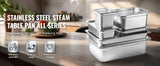 SucceBuy 8 Pack Buffet Chafing Dishes 5.93L Gastronorm Pans Steam Table Pans Tray  with Lid 6-Inch Deep Catering Food Pan