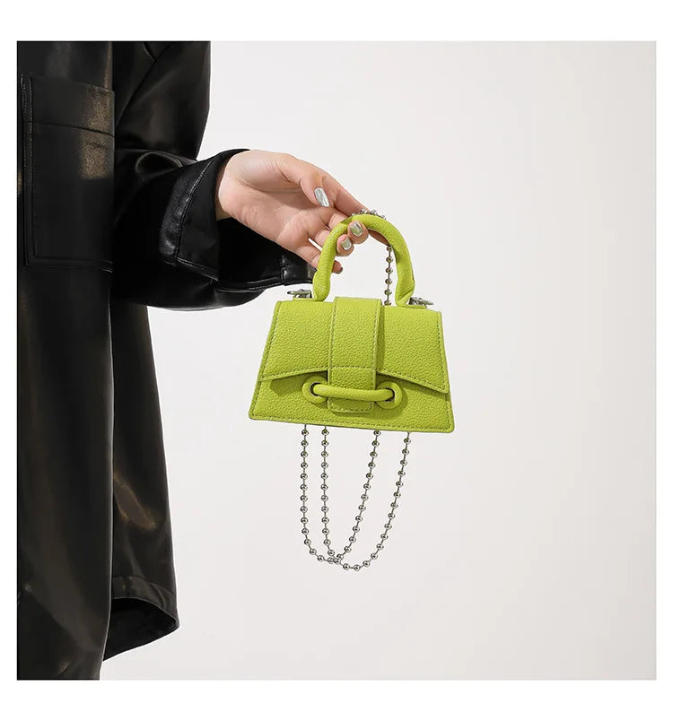 Women Mini Handbag Korean Style Chic Solid Texture Chain Crossbody Bag Ladies Summer High-Grade New Lipstick Commuter Bags