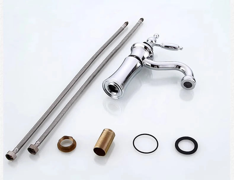 Chrome Basin Faucet Brass Black 360° rotatable basin faucet European-style Hot and Cold mixing faucet Brushed