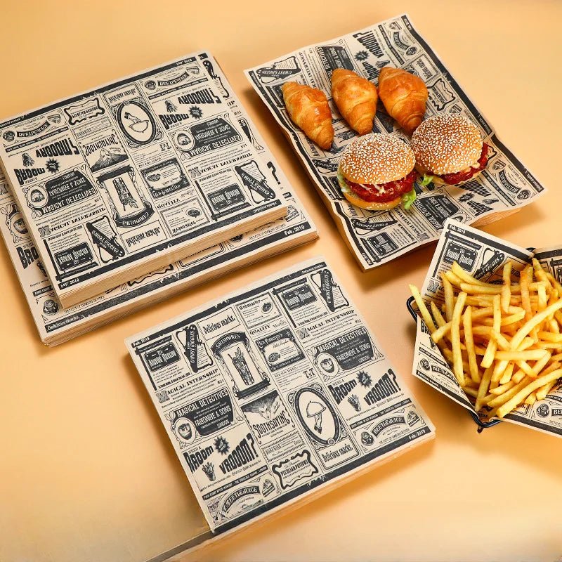Anti Oil Paper Pad Retro Coated Paper Oil Resistant and Oil Absorbing Fried Chicken Kitchen Baking Barbecue Commercial Use