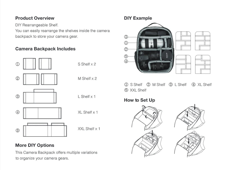 BAGSMART Camera Bag Backpack DSLR SLR Camera Backpacks with Shoulder Strap for Sony Canon Nikon Anti-theft Travel Backpack