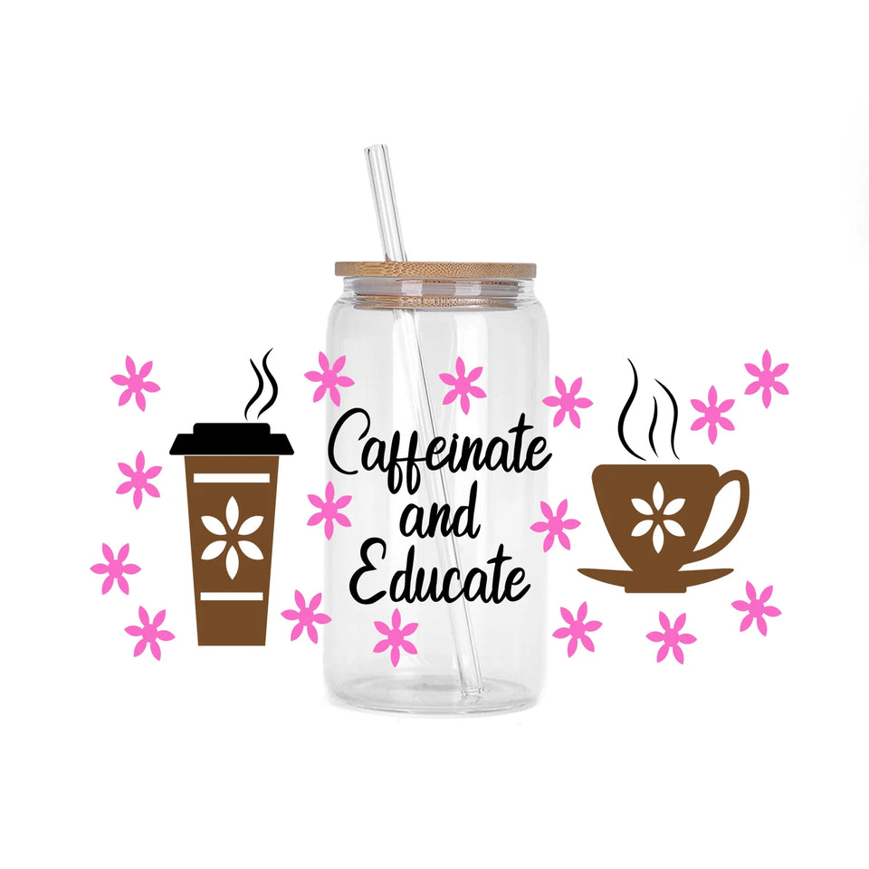 Coffee vibe Series easy peel waterproof DIY decoration decals 3D transfers uvdtf crystal sticker 16oz uv dtf cup wraps