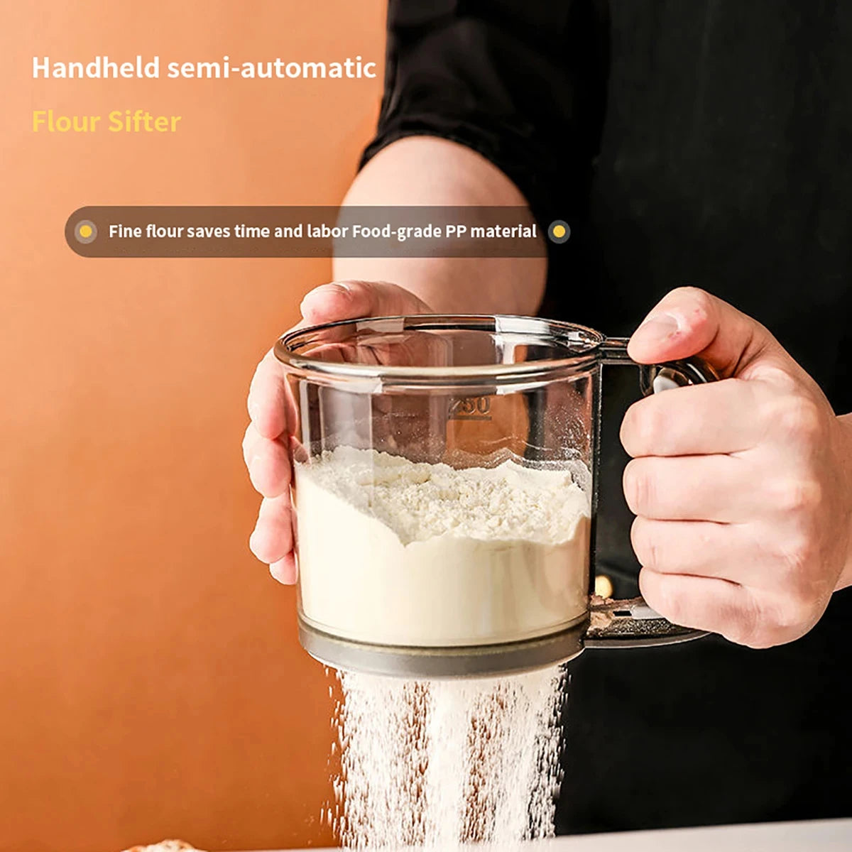 HOMEFISH Kitchen Baking Cake Flour Sieve 40 Mesh Semi-automatic Filter ...