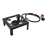 Portable Double Burner Outdoor Gas Stove Propane Cooker with Adjustable 0-10Psi Regulator Hose for Patio Camping, BBQ, Home